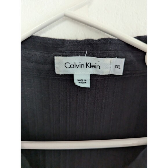 Calvin Klein Short Sleeve Button Down Shirt Black  Textured Classic - Picture 3 of 4
